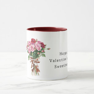 Koeienprint Boog Roze Rode Rozen Valentijnsdag Mok