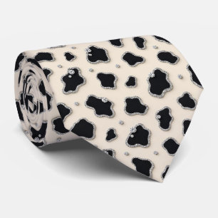Koeienprint Glitter Nep Zijden Halsdoek Cowboy Stropdas