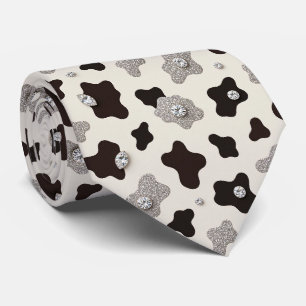 Koeienprint Glitter Nep Zijden Halsdoek Cowboy Stropdas