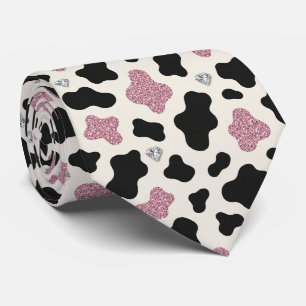 Koeienprint Glitter Nep Zijden Halsdoek Cowgirl Stropdas