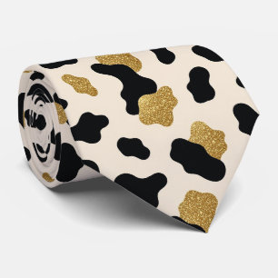 Koeienprint Glitter Nep Zijden Nekdas Cowboy Stropdas
