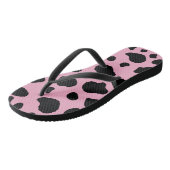Koeienprint, Koeienpatroon, Koeienvlekken, Roze Ko Teenslippers (Schuin)