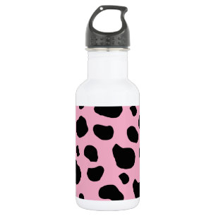 Koeienprint, koeienpatroon, koeienvlekken, roze ko waterfles