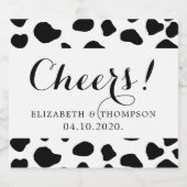 Koeienprint, koeienvlekken, zwart-wit, bruiloft sparkling wijnetiket (Enkel label)