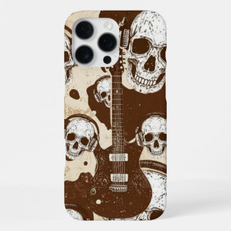 Koeienprint met schedels en elektrische rockgitare iPhone 16 pro max hoesje