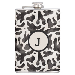 Koeienprint Monogram RVS Heupfles