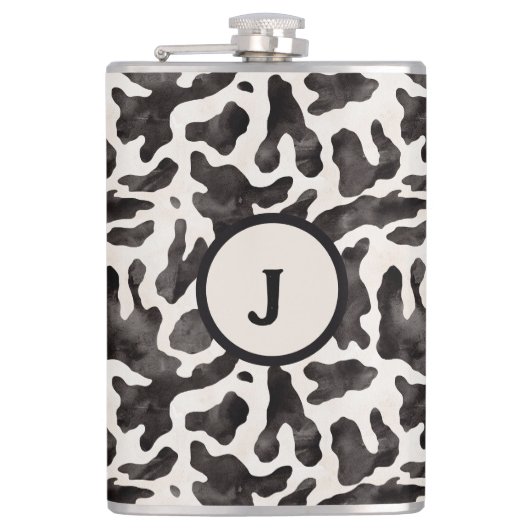 Koeienprint Monogram RVS Heupfles (Voorkant)