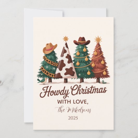 Koeienprint Plaid Westerse Cowgirl Kerstmis Feestdagenkaart (Voorkant)
