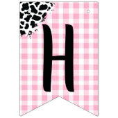 Koeienprint Roze Gingham Verjaardagsbanner Vlaggetjes (Tweede vlag)