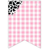 Koeienprint Roze Gingham Verjaardagsbanner Vlaggetjes (Eerste vlag)