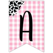 Koeienprint Roze Gingham Verjaardagsbanner Vlaggetjes (Derde vlag)