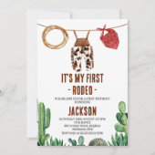 Koeienprint Rustieke Eerste Rodeo Cowboy Kaart (Voorkant)