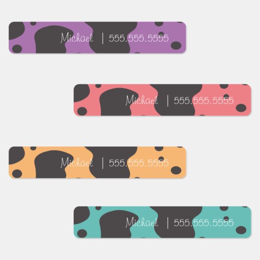 Koeienprint Schoolklas Lunch Naam Nummer Labels (Groep)