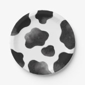 Koeienprint Thema Feest, Zwart Witte Koeienvlekken Papieren Bordje (Voorkant)