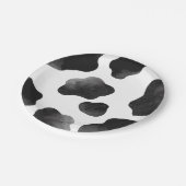 Koeienprint Thema Feest, Zwart Witte Koeienvlekken Papieren Bordje (Gekanteld)