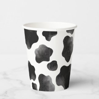 Koeienprint Themaparty, Zwart & Witte Koeienvlekke Papieren Bekers