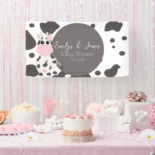 Koeienprintpatroon Baby Shower Spandoek (Feest)
