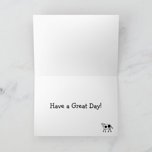 Koeienroze en bloemen Cartoon Birthday Kaart (Binnen)