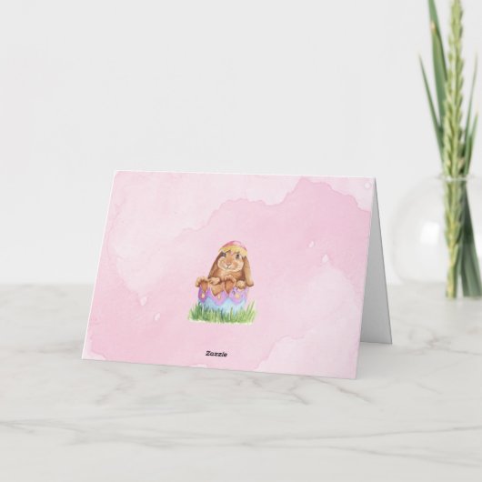 Koeienroze Waterverf Bunnies Pasen Feestdagen Kaart (Achterkant)