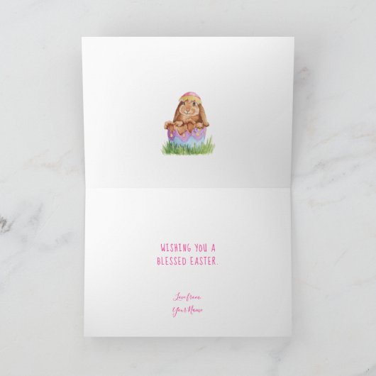 Koeienroze Waterverf Bunnies Pasen Feestdagen Kaart (Binnen)