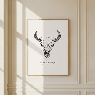 Koeienschedel Lang leve cowboys Westerse Wild West Poster