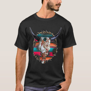 Koeienschedel Luipaard Stierschedel Westers Land K T-shirt