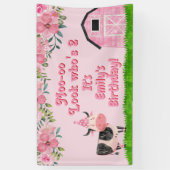 Koeienschuur Roze Meisjes 2e Verjaardag Spandoek (Verticaal)