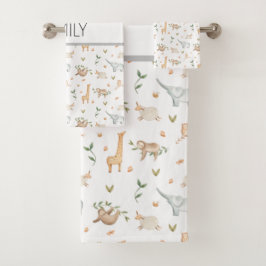 Koeienssafari dieren kinder badhanddoekset bad handdoek