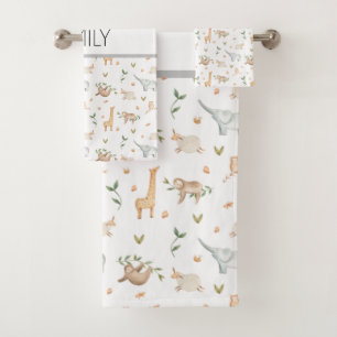 Koeienssafari dieren kinder badhanddoekset bad handdoek