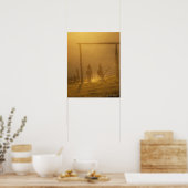 Koeienvangers rijden door hek bij zonsondergang poster (Keuken)