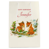 -koeienvangers winterscène Birthday Medium Cadeauzakje (Voorkant)