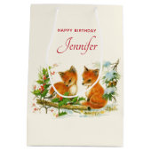 -koeienvangers winterscène Birthday Medium Cadeauzakje (Achterkant)