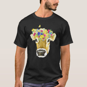 Koeienweide Waterverf Bloem Bloem Boerderijdier T-shirt