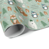 Koeienwinterdieren - Gepersonaliseerd kerstfeest Cadeaupapier (Rol Hoek)