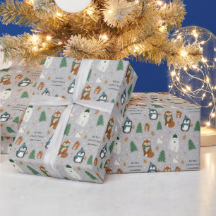 Koeienwinterdieren - Gepersonaliseerd kerstfeest Cadeaupapier