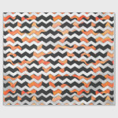 Koeienzwart en Oranje Chevron Print Cadeaupapier (Vlak)