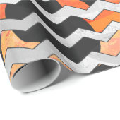 Koeienzwart en Oranje Chevron Print Cadeaupapier (Rol Hoek)