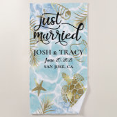 Koekdoek, gewoon getrouwd voor strandbruiloft strandlaken (Voorkant)