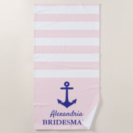 Koekdoek van de roze Stripe Nautical Wedding Party Strandlaken