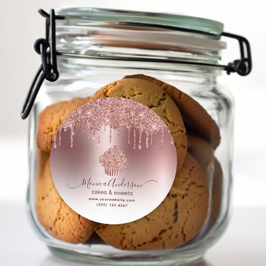 Koeken gebakken bakkerij Chef Glitter Drift Roos G Ronde Sticker