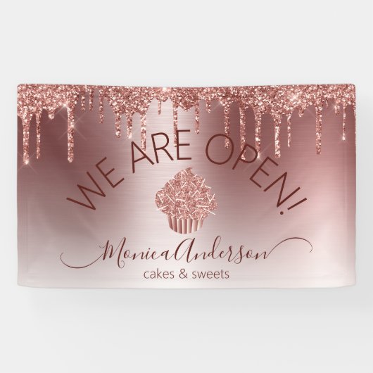 Koeken gebakken bakkerij Chef Glitter Drift Roos G Spandoek (Horizontaal)