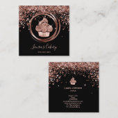 Koeken gebakken bakkerij Chef Glitter Drift Roos G Vierkante Visitekaartje (Voorkant / Achterkant)