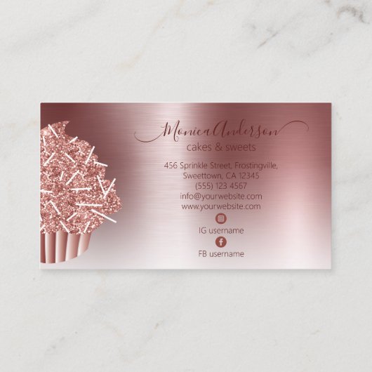 Koeken gebakken bakkerij Chef Glitter Drift Roos G Visitekaartje (Achterkant)