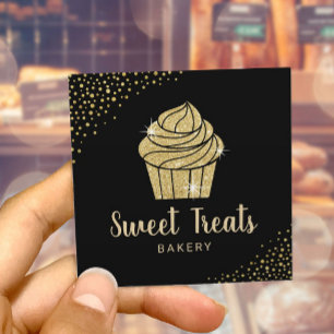 Koeken voor bakkerij Pastry Chef Modern Black & Go Vierkante Visitekaartje