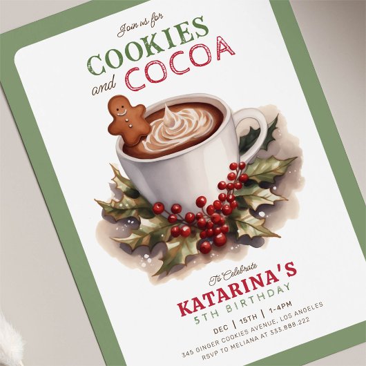 koekje en cacao Kerstmis verjaardagsfeest Kaart