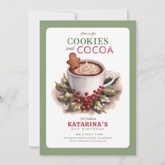 koekje en cacao Kerstmis verjaardagsfeest Kaart (Voorkant)