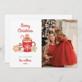 Koekje en cacao | Vrolijk kerstfeest Feestdagenkaart (Voorkant / Achterkant)