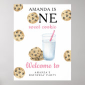 Koekje en melk 1e verjaardagsfeestje poster (Voorkant)