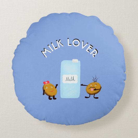 Koekje en melk rond kussen (Voorkant)