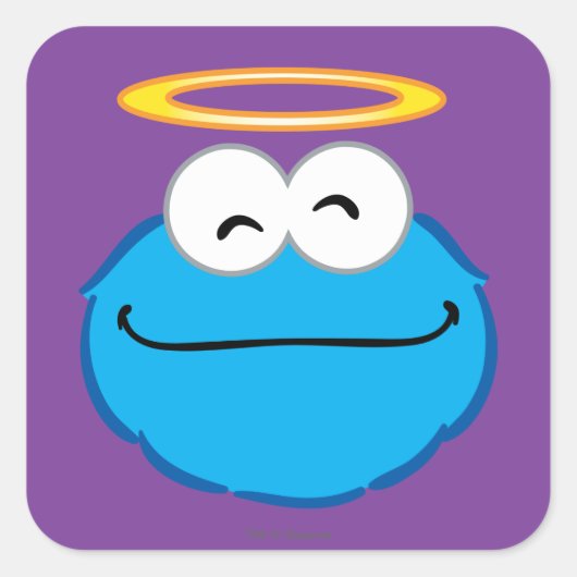 Koekje glimlachend gezicht met Halo Vierkante Sticker (Voorkant)